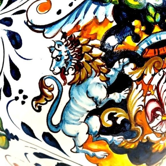 Intrada Toscana Lion Fleur de Lys Crest Cookie Biscotti Jar Vase … - Picture 4 of 14